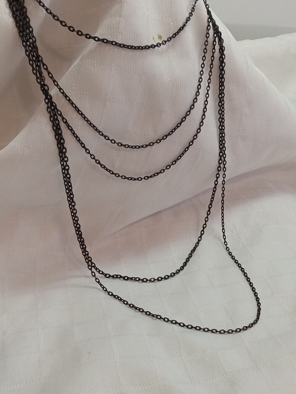 Handmade fashion nacklace with many chain rows in a black color approx 15-16 in